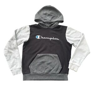 Champion Black and White Hoodie with Gray Accents